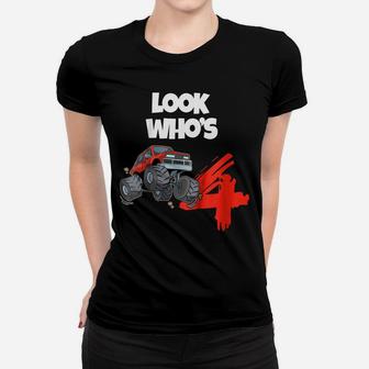Kids 4Th Birthday Monster Truck T Shirt | 4 Year Old Boy Gift Women T-shirt | Crazezy CA