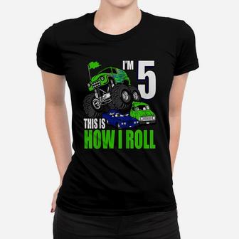 Kids 5 Years Old 5Th Birthday Monster Trucks Boys Women T-shirt | Crazezy AU