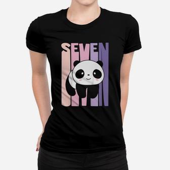 Kids 7 Year Old Cute Panda Birthday Girl 7Th B-Day Women T-shirt | Crazezy
