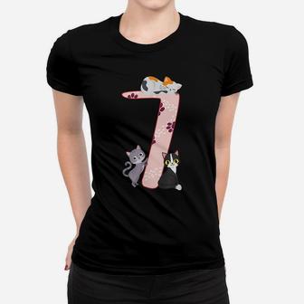 Kids 7Th Birthday Girl Cats Outfit 7 Years Old Gift Women T-shirt | Crazezy AU