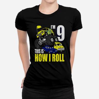 Kids 9 Years Old 9Th Birthday Monster Trucks Shirt Boys Women T-shirt | Crazezy