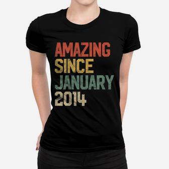 Kids Amazing Since January 2014 7Th Birthday Gift 7 Year Old Women T-shirt | Crazezy UK