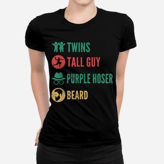 Kids Dude Tall Guy Beard Twins Purple Hoser Retro Vintage Women T-shirt | Crazezy AU