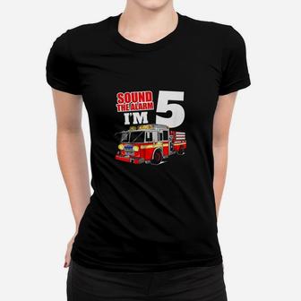 Kids Fire Truck 5Th Birthday Boy Firefighter 5 Year Old Women T-shirt | Crazezy UK