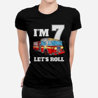 Kids Fire Truck 7Th Birthday T Shirt Boy Firefighter 7 Year Old Women T-shirt | Crazezy CA
