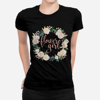 Kids Flower Girl Blush Floral Wreath Wedding Women T-shirt | Crazezy DE
