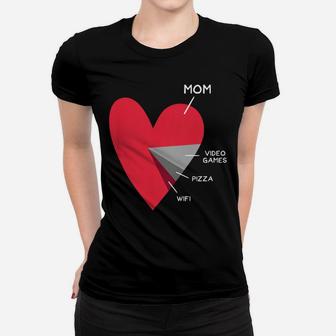 Kids Funny Heart Mom Video Games Pizza Wifi Valentines Day Women T-shirt | Crazezy UK