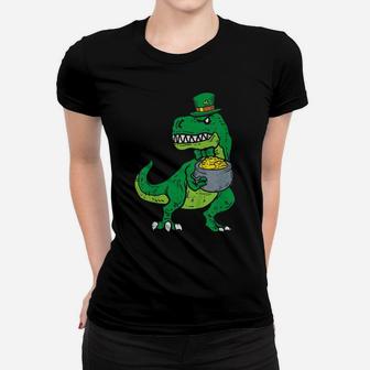 Kids Leprechaun Irish T-Rex Dinosaur St Patrick Day Boys Kid Gift Women T-shirt | Crazezy
