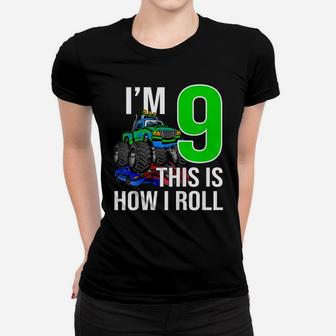 Kids Monster Truck 9Th Birthday 9 Year Old Birthday Gift Women T-shirt | Crazezy CA