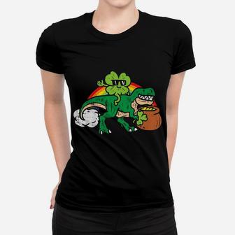 Kids Shamrock T-Rex Dino Rainbow Clover St Patrick Day Boys Gift Women T-shirt | Crazezy DE