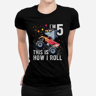 Kids Shark Monster Truck 5Th Birthday Boys And Girls Women T-shirt | Crazezy UK