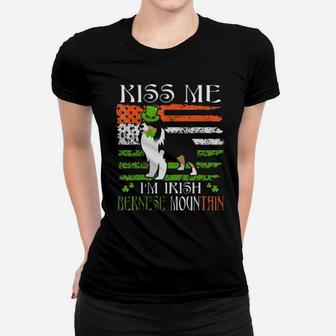 Kiss Me Im Irish Bernese Mountain Patricks Day Women T-shirt - Monsterry