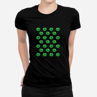 Kiss Me Irish St Patricks Day Green Kiss Lips Women T-shirt - Monsterry