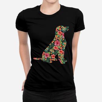 Labrador Flower Funny Dog Silhouette Floral Gifts Women Men Women T-shirt | Crazezy AU