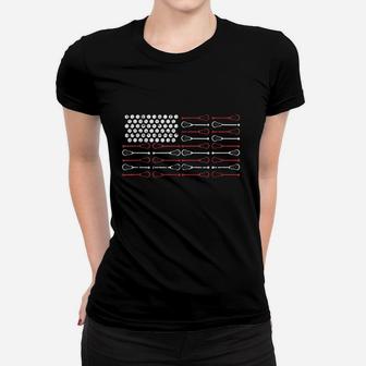 Lacrosse American Flag Lax Mom Design Women T-shirt | Crazezy