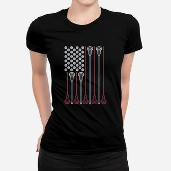 Lacrosse Stick American Flag Lax Player Women T-shirt | Crazezy DE