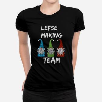 Lefse Making Rolling Team Shirts Tomte Gnome Xmas Gift Women T-shirt | Crazezy