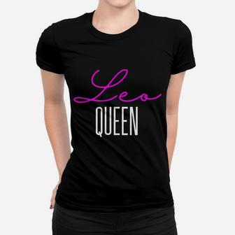 Leo Queen Pink Writing Leo Woman Birthday Gift Women T-shirt | Crazezy CA