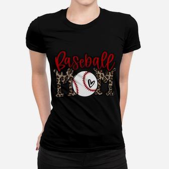 Leopard Baseball Mom Game Day Vibes T-Ball Mom Mother's Day Sweatshirt Women T-shirt | Crazezy DE