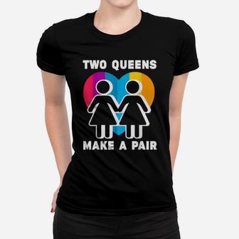 Lesbian Flag Rainbow Pride Pair Valentines Day Women T-shirt - Monsterry