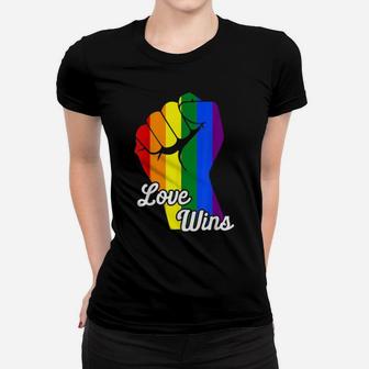 Lesbian Flag Rainbow Pride Win Valentines Day Women T-shirt - Monsterry