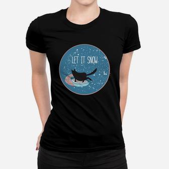 Let It Snow Funny For Pet Lovers Winter Cat Women T-shirt - Thegiftio UK