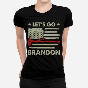 Let's Go Brandon Firefighter Thin Red Line Us Flag Women T-shirt | Crazezy