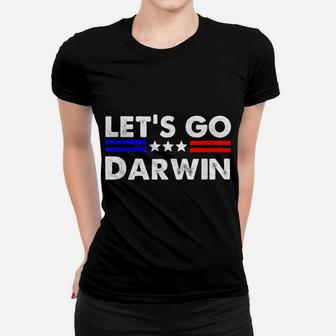 Lets Go Darwin Funny Sarcastic Vintage Us Flag Graphic Women T-shirt | Crazezy