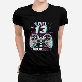 Level 13 Unlocked Retro Video Game 13Th Birthday Gamer Women T-shirt | Crazezy
