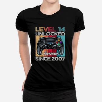 Level 14 Unlocked Awesome Since 2007 14Th Birthday Gaming Women T-shirt | Crazezy