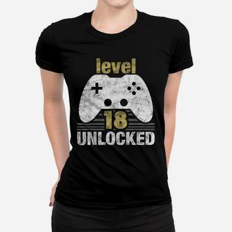 Level 18 Unlocked - 18 Year Old Gift 18Th Birthday Gamer Women T-shirt | Crazezy