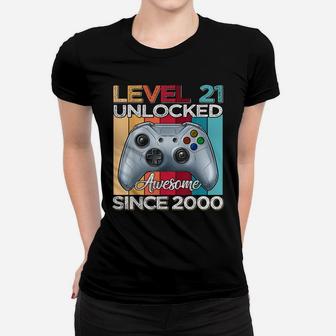 Level 21 Unlocked Awesome Since 2000 21St Birthday Gaming Women T-shirt | Crazezy