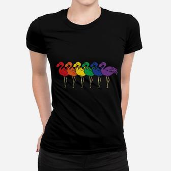 Lgbt Flamingo Rainbow Gay Lesbian Pride Gift Women T-shirt - Monsterry