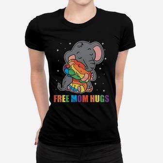 Lgbt Funny Rainbow Elephant Hugs Lesbian Gay Pride Women T-shirt - Monsterry