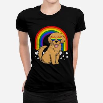 Lgbt Golden Retriever Dog Gay Pride Rainbow Lgbtq Women T-shirt - Monsterry CA