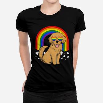 Lgbt Golden Retriever Dog Gay Pride Rainbow Lgbtq Women T-shirt - Monsterry DE