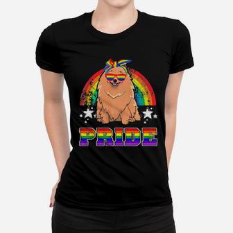 Lgbt Pomeranian Dog Gay Pride Rainbow Women T-shirt - Monsterry