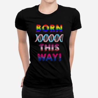 Lgbt Pride Born This Way Colorful Lettering Women T-shirt - Monsterry AU