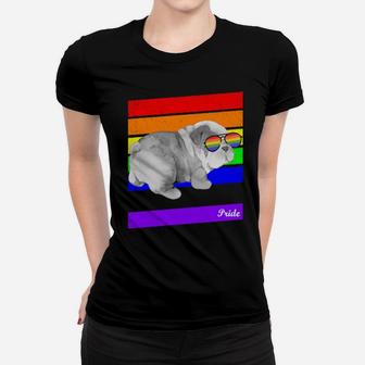 Lgbt Rainbow Flag Gay Pride English Bull Dog Women T-shirt - Monsterry