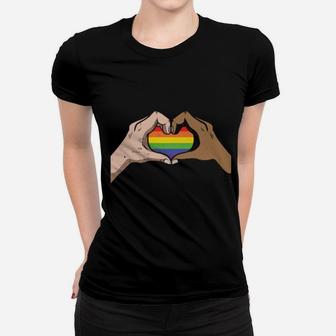 Lgbt Rainbow Heart Gay Pride Lesbian Equality Gift Women T-shirt - Monsterry