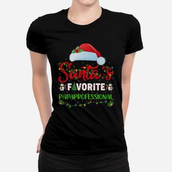 Lighting Xmas Santa's Favorite Paraprofessional Christmas Women T-shirt | Crazezy