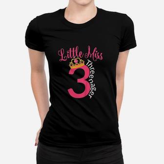 Little 3Rd Birthday Miss Kid With Crown Women T-shirt | Crazezy