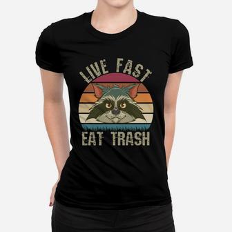 Live Fast Eat Trash Panda Raccoon Vintage Women T-shirt | Crazezy