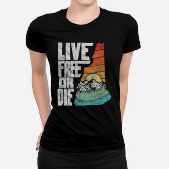 Live Free Or Die Retro New Hampshire Nature Graphic Women T-shirt | Crazezy