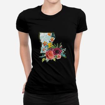 Louisiana Watercolor Flower Cute Gift Women T-shirt - Thegiftio UK