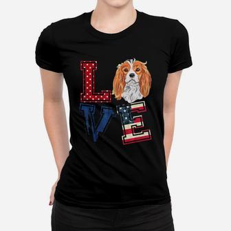Love Cavalier King Charles Spaniel Face 4Th Of July Tshirt Women T-shirt - Monsterry