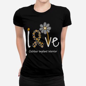 Love Cochlear Implant Warrior, Yellow Grey-Ribbon Flower Women T-shirt | Crazezy DE