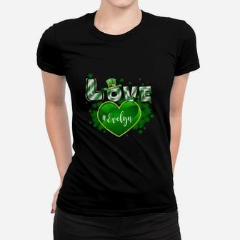 Love Evelyn Plaid St Patrick's Day Shamrock Gift Girl Name Women T-shirt - Thegiftio UK