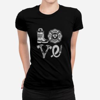 Love Firefighter Support Thin Red Line Firemen Gift Women T-shirt | Crazezy UK