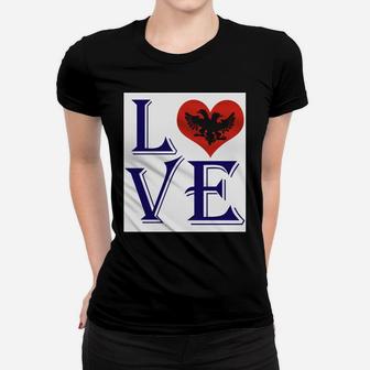 Love Heart Albania Country Flag Lovers Women T-shirt - Seseable